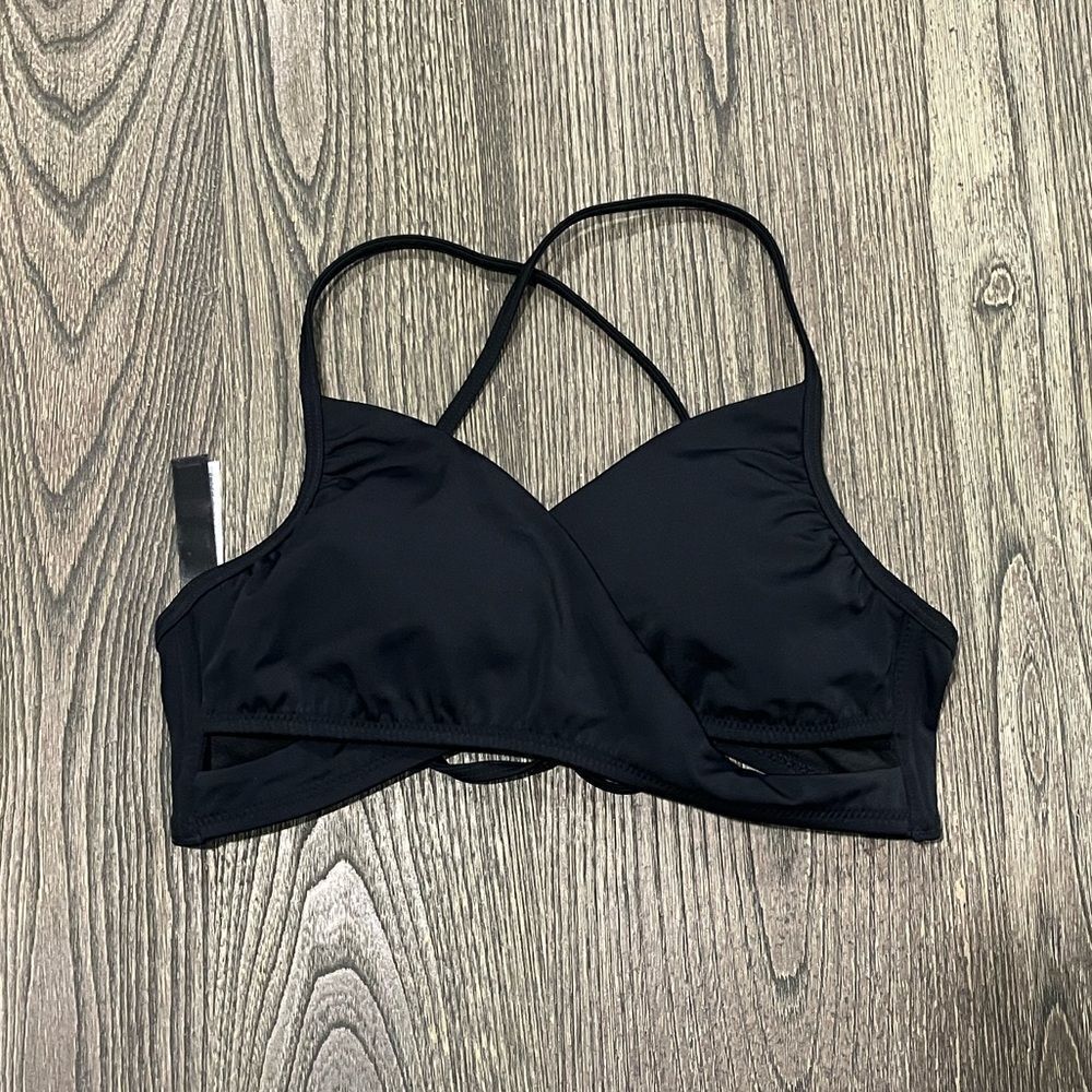 NWOT PINK Victoria’s Secret Wrap Bikini Top Wireless Lined Pure Black Size M